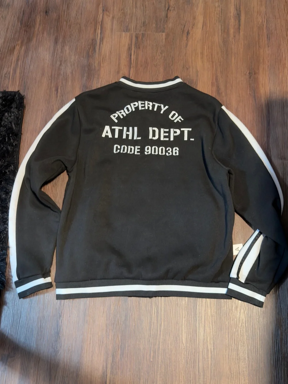 Thrill Black & White Athletic Zip Front Kids Jacket